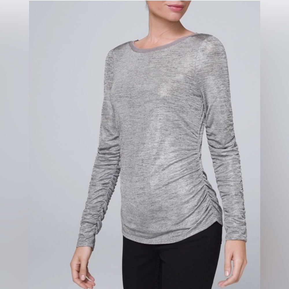 WHITE HOUSE BLACK MARKET RUCHED METALLIC TOP SIZE XXS, NEW WITHOUT TAG